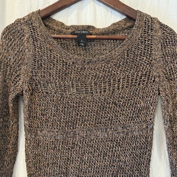 White House Black Market Open Knit Womens Size Small Metallic Brown - Picture 2 of 6